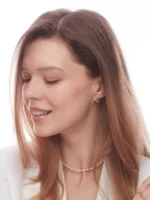 Cercei stud placati cu aur Vermeil cu pietre zirconiu natural - imagine 2