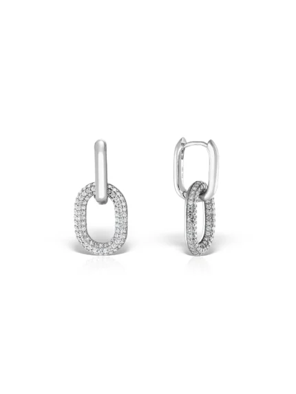 Cercei Hoop din argint și Cubic Zirconia. Bijuterii elegante, versatile și moderne, ideale pentru ținute casual sau sofisticate. Ambalaj elegant!