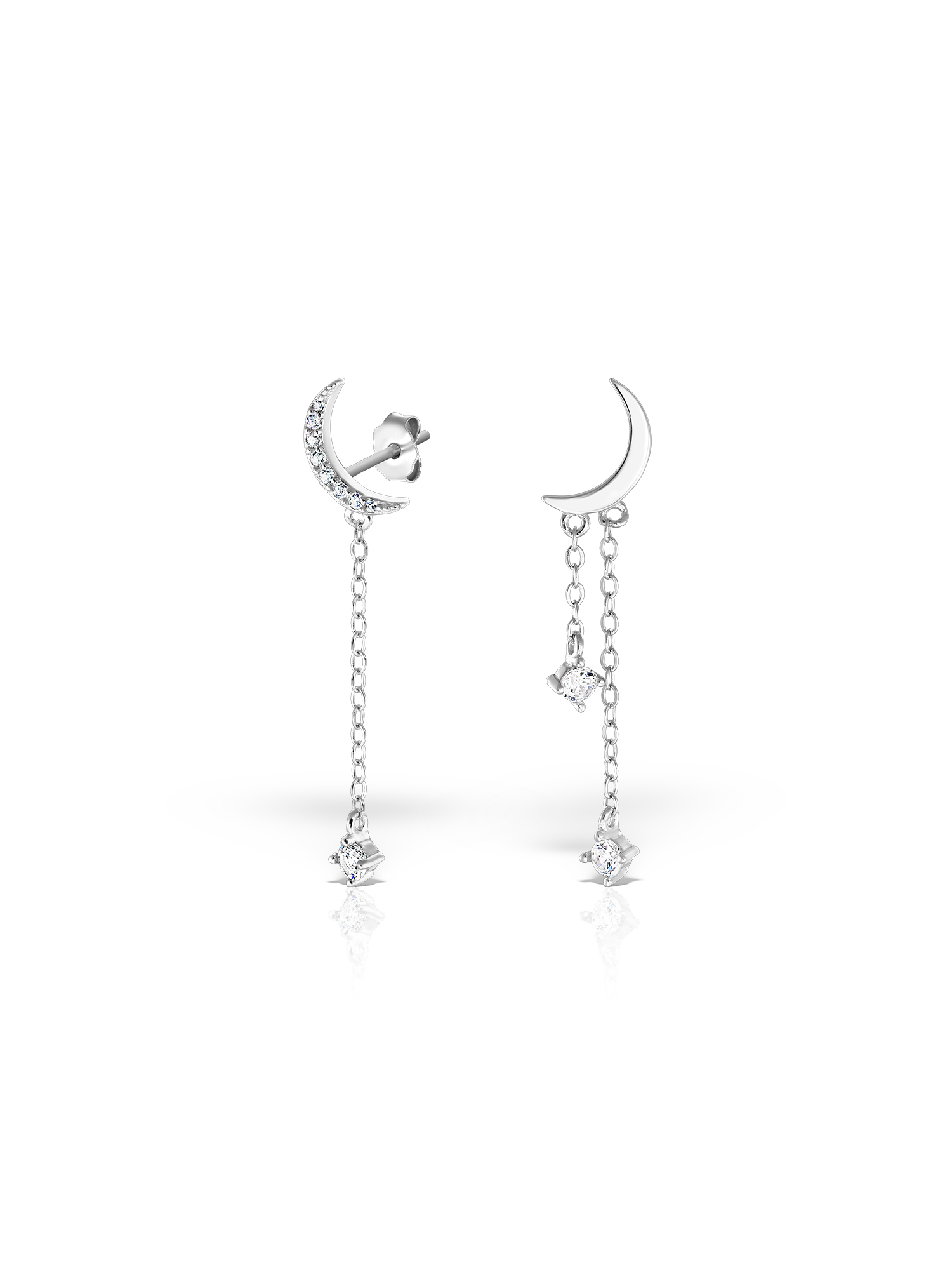 Cercei Lunaire din argint 925 cu zirconii Cercei Lunaire realizați din argint 925 și împodobiți cu zirconii strălucitoare. Un design elegant și sofisticat, ideal pentru a completa un stil feminin și rafinat. Beneficiezi de ambalaj cadou, transport gratuit și garanție de 2 ani.