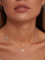 Colier stea nordică din argint 925, decorat cu zirconiu – bijuterie elegantă, simbol al ghidării și eleganței. Transport gratuit. Ambalaj elegant.