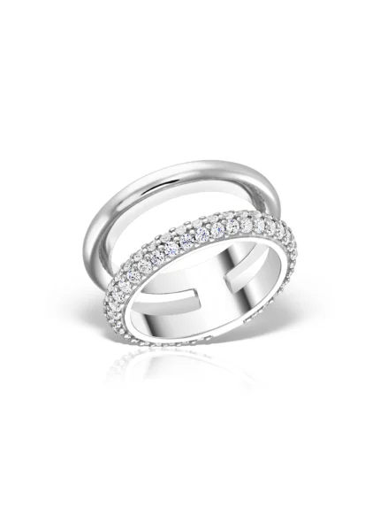 Inel argint dublu Serenity cu Cubic Zirconia. Bijuterie rafinată, design elegant și strălucire subtilă, perfectă pentru orice ocazie. Transport gratuit!