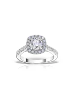 Inel logodna Eloria din argint cu zirconii | Design elegant halo | MESTIMO