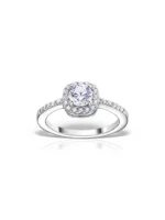 Inel logodna Hale din argint cu zirconii | Design elegant halo | MESTIMO