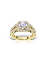 Inel logodna banda dubla Avielle auriu cu zirconii | Design elegant | MESTIMO