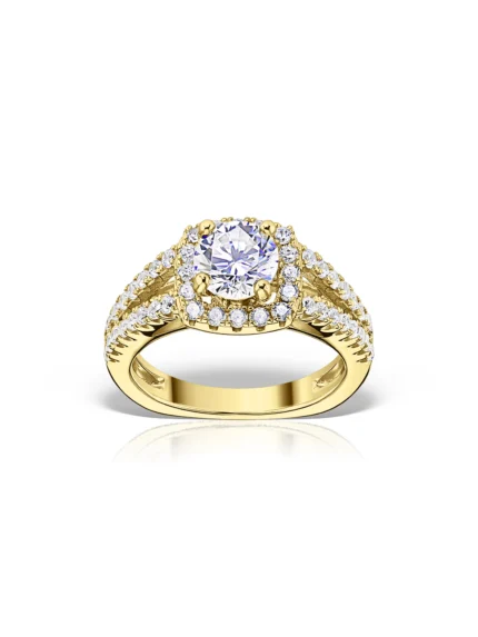 Inel logodna banda dubla Avielle auriu cu zirconii | Design elegant | MESTIMO